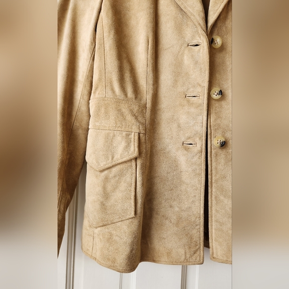 Banana Republic Woman Tan Suede Leather Jacket Blazer - Picture 8 of 16